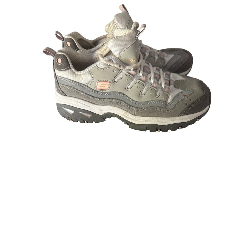 Skechers Energy Sneakers Size 8 Gray Pink Chunky Sole Gently Used